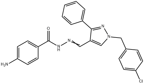 4-amino-N-[(E)-[1-[(4-chlorophenyl)methyl]-3-phenylpyrazol-4-yl]methylideneamino]benzamide 구조식 이미지