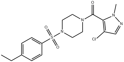 (4-chloro-2-methylpyrazol-3-yl)-[4-(4-ethylphenyl)sulfonylpiperazin-1-yl]methanone 구조식 이미지