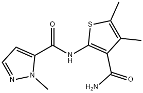 N-(3-carbamoyl-4,5-dimethylthiophen-2-yl)-2-methylpyrazole-3-carboxamide 구조식 이미지