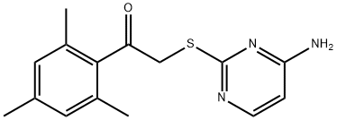 2-(4-aminopyrimidin-2-yl)sulfanyl-1-(2,4,6-trimethylphenyl)ethanone 구조식 이미지