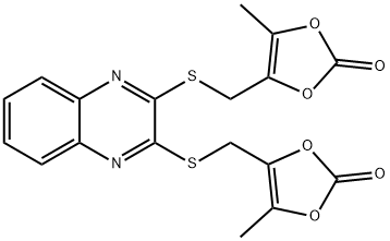 4-methyl-5-[[3-[(5-methyl-2-oxo-1,3-dioxol-4-yl)methylsulfanyl]quinoxalin-2-yl]sulfanylmethyl]-1,3-dioxol-2-one Structure