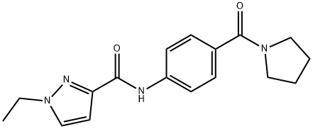 1-ethyl-N-[4-(pyrrolidine-1-carbonyl)phenyl]pyrazole-3-carboxamide 구조식 이미지