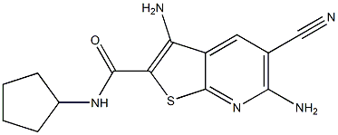 3,6-diamino-5-cyano-N-cyclopentylthieno[2,3-b]pyridine-2-carboxamide 구조식 이미지