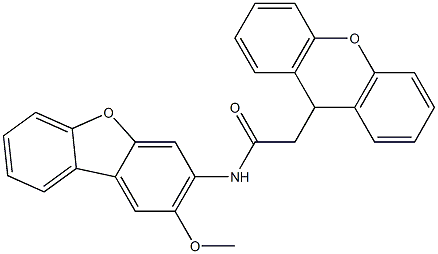 N-(2-methoxydibenzofuran-3-yl)-2-(9H-xanthen-9-yl)acetamide 구조식 이미지