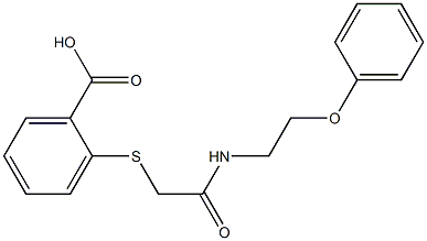2-[2-oxo-2-(2-phenoxyethylamino)ethyl]sulfanylbenzoic acid 구조식 이미지