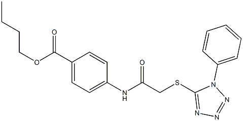 butyl 4-[[2-(1-phenyltetrazol-5-yl)sulfanylacetyl]amino]benzoate 구조식 이미지