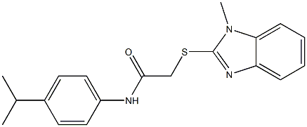 2-(1-methylbenzimidazol-2-yl)sulfanyl-N-(4-propan-2-ylphenyl)acetamide 구조식 이미지