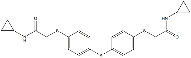N-cyclopropyl-2-[4-[4-[2-(cyclopropylamino)-2-oxoethyl]sulfanylphenyl]sulfanylphenyl]sulfanylacetamide Structure