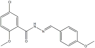 5-chloro-2-methoxy-N-[(E)-(4-methoxyphenyl)methylideneamino]benzamide 구조식 이미지