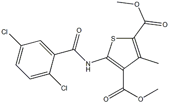 dimethyl 5-[(2,5-dichlorobenzoyl)amino]-3-methylthiophene-2,4-dicarboxylate 구조식 이미지