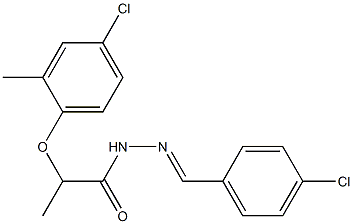 2-(4-chloro-2-methylphenoxy)-N-[(E)-(4-chlorophenyl)methylideneamino]propanamide Structure