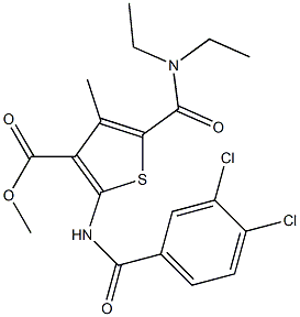 methyl 2-[(3,4-dichlorobenzoyl)amino]-5-(diethylcarbamoyl)-4-methylthiophene-3-carboxylate 구조식 이미지