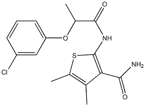 2-[2-(3-chlorophenoxy)propanoylamino]-4,5-dimethylthiophene-3-carboxamide 구조식 이미지