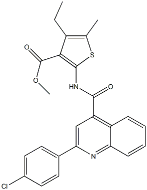 methyl 2-[[2-(4-chlorophenyl)quinoline-4-carbonyl]amino]-4-ethyl-5-methylthiophene-3-carboxylate Structure