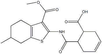 6-[(3-methoxycarbonyl-6-methyl-4,5,6,7-tetrahydro-1-benzothiophen-2-yl)carbamoyl]cyclohex-3-ene-1-carboxylic acid Structure