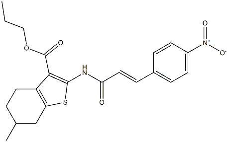 propyl 6-methyl-2-[[(E)-3-(4-nitrophenyl)prop-2-enoyl]amino]-4,5,6,7-tetrahydro-1-benzothiophene-3-carboxylate 구조식 이미지