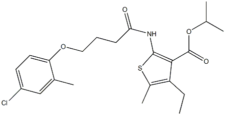 propan-2-yl 2-[4-(4-chloro-2-methylphenoxy)butanoylamino]-4-ethyl-5-methylthiophene-3-carboxylate 구조식 이미지