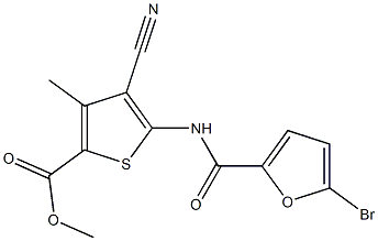 methyl 5-[(5-bromofuran-2-carbonyl)amino]-4-cyano-3-methylthiophene-2-carboxylate 구조식 이미지