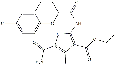 ethyl 5-carbamoyl-2-[2-(4-chloro-2-methylphenoxy)propanoylamino]-4-methylthiophene-3-carboxylate 구조식 이미지