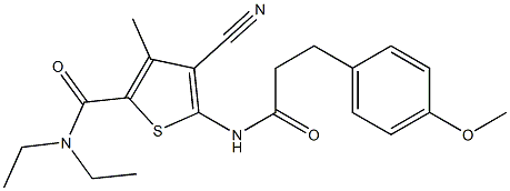 4-cyano-N,N-diethyl-5-[3-(4-methoxyphenyl)propanoylamino]-3-methylthiophene-2-carboxamide 구조식 이미지