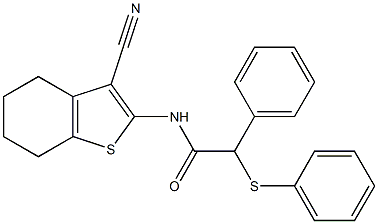 N-(3-cyano-4,5,6,7-tetrahydro-1-benzothiophen-2-yl)-2-phenyl-2-phenylsulfanylacetamide 구조식 이미지