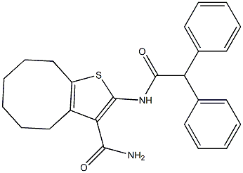 2-[(2,2-diphenylacetyl)amino]-4,5,6,7,8,9-hexahydrocycloocta[b]thiophene-3-carboxamide Structure