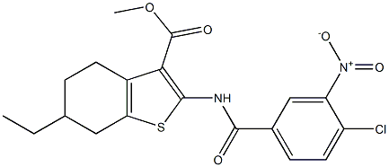 methyl 2-[(4-chloro-3-nitrobenzoyl)amino]-6-ethyl-4,5,6,7-tetrahydro-1-benzothiophene-3-carboxylate 구조식 이미지