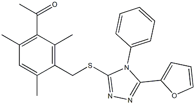 1-[3-[[5-(furan-2-yl)-4-phenyl-1,2,4-triazol-3-yl]sulfanylmethyl]-2,4,6-trimethylphenyl]ethanone 구조식 이미지