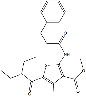 methyl 5-(diethylcarbamoyl)-4-methyl-2-(3-phenylpropanoylamino)thiophene-3-carboxylate 구조식 이미지