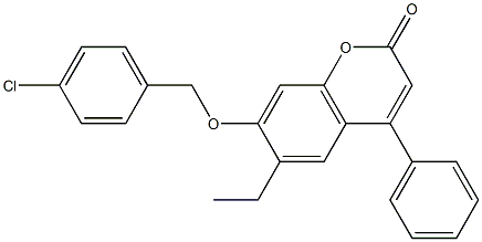 7-[(4-chlorophenyl)methoxy]-6-ethyl-4-phenylchromen-2-one Structure