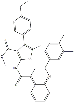 methyl 2-[[2-(3,4-dimethylphenyl)quinoline-4-carbonyl]amino]-4-(4-ethylphenyl)-5-methylthiophene-3-carboxylate 구조식 이미지