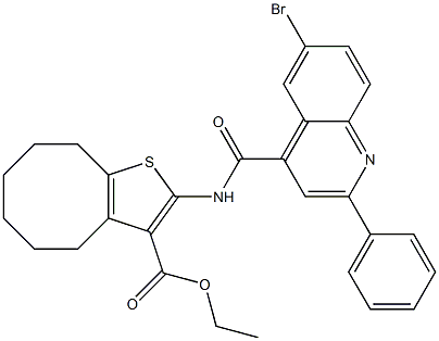 ethyl 2-[(6-bromo-2-phenylquinoline-4-carbonyl)amino]-4,5,6,7,8,9-hexahydrocycloocta[b]thiophene-3-carboxylate 구조식 이미지