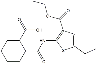 2-[(3-ethoxycarbonyl-5-ethylthiophen-2-yl)carbamoyl]cyclohexane-1-carboxylic acid 구조식 이미지