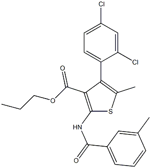 propyl 4-(2,4-dichlorophenyl)-5-methyl-2-[(3-methylbenzoyl)amino]thiophene-3-carboxylate Structure