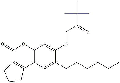 7-(3,3-dimethyl-2-oxobutoxy)-8-hexyl-2,3-dihydro-1H-cyclopenta[c]chromen-4-one 구조식 이미지