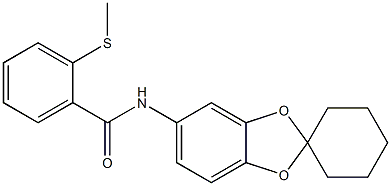 2-methylsulfanyl-N-spiro[1,3-benzodioxole-2,1'-cyclohexane]-5-ylbenzamide Structure