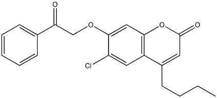 4-butyl-6-chloro-7-phenacyloxychromen-2-one Structure