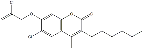 6-chloro-7-(2-chloroprop-2-enoxy)-3-hexyl-4-methylchromen-2-one Structure