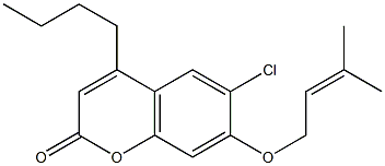 4-butyl-6-chloro-7-(3-methylbut-2-enoxy)chromen-2-one 구조식 이미지