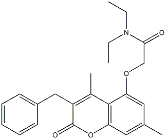 2-(3-benzyl-4,7-dimethyl-2-oxochromen-5-yl)oxy-N,N-diethylacetamide 구조식 이미지