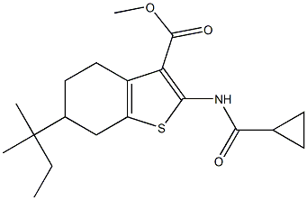 methyl 2-(cyclopropanecarbonylamino)-6-(2-methylbutan-2-yl)-4,5,6,7-tetrahydro-1-benzothiophene-3-carboxylate Structure