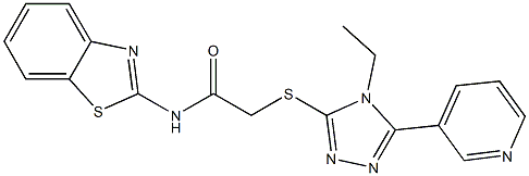 N-(1,3-benzothiazol-2-yl)-2-[(4-ethyl-5-pyridin-3-yl-1,2,4-triazol-3-yl)sulfanyl]acetamide Structure