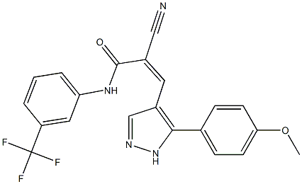 (Z)-2-cyano-3-[5-(4-methoxyphenyl)-1H-pyrazol-4-yl]-N-[3-(trifluoromethyl)phenyl]prop-2-enamide 구조식 이미지