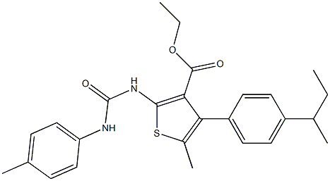 ethyl 4-(4-butan-2-ylphenyl)-5-methyl-2-[(4-methylphenyl)carbamoylamino]thiophene-3-carboxylate Structure