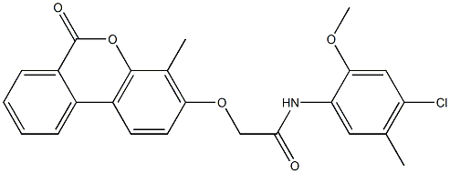N-(4-chloro-2-methoxy-5-methylphenyl)-2-(4-methyl-6-oxobenzo[c]chromen-3-yl)oxyacetamide 구조식 이미지