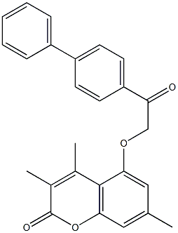 3,4,7-trimethyl-5-[2-oxo-2-(4-phenylphenyl)ethoxy]chromen-2-one Structure