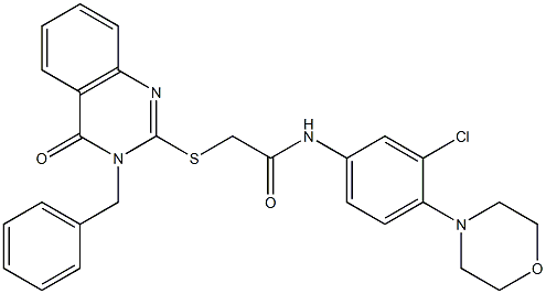2-(3-benzyl-4-oxoquinazolin-2-yl)sulfanyl-N-(3-chloro-4-morpholin-4-ylphenyl)acetamide 구조식 이미지