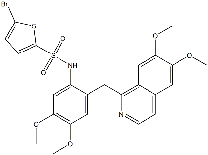 5-bromo-N-[2-[(6,7-dimethoxyisoquinolin-1-yl)methyl]-4,5-dimethoxyphenyl]thiophene-2-sulfonamide 구조식 이미지