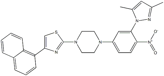 2-[4-[3-(3,5-dimethylpyrazol-1-yl)-4-nitrophenyl]piperazin-1-yl]-4-naphthalen-1-yl-1,3-thiazole 구조식 이미지