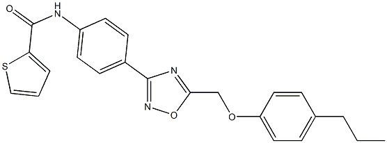 N-[4-[5-[(4-propylphenoxy)methyl]-1,2,4-oxadiazol-3-yl]phenyl]thiophene-2-carboxamide 구조식 이미지
